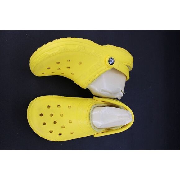 CROCS LINED CLOGS SLIP ON SHOES Size Men's 5 Women's 7 Yellow - Picture 2 of 11